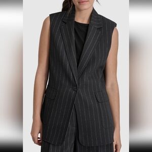 DKNY Black Pinstripe Vest